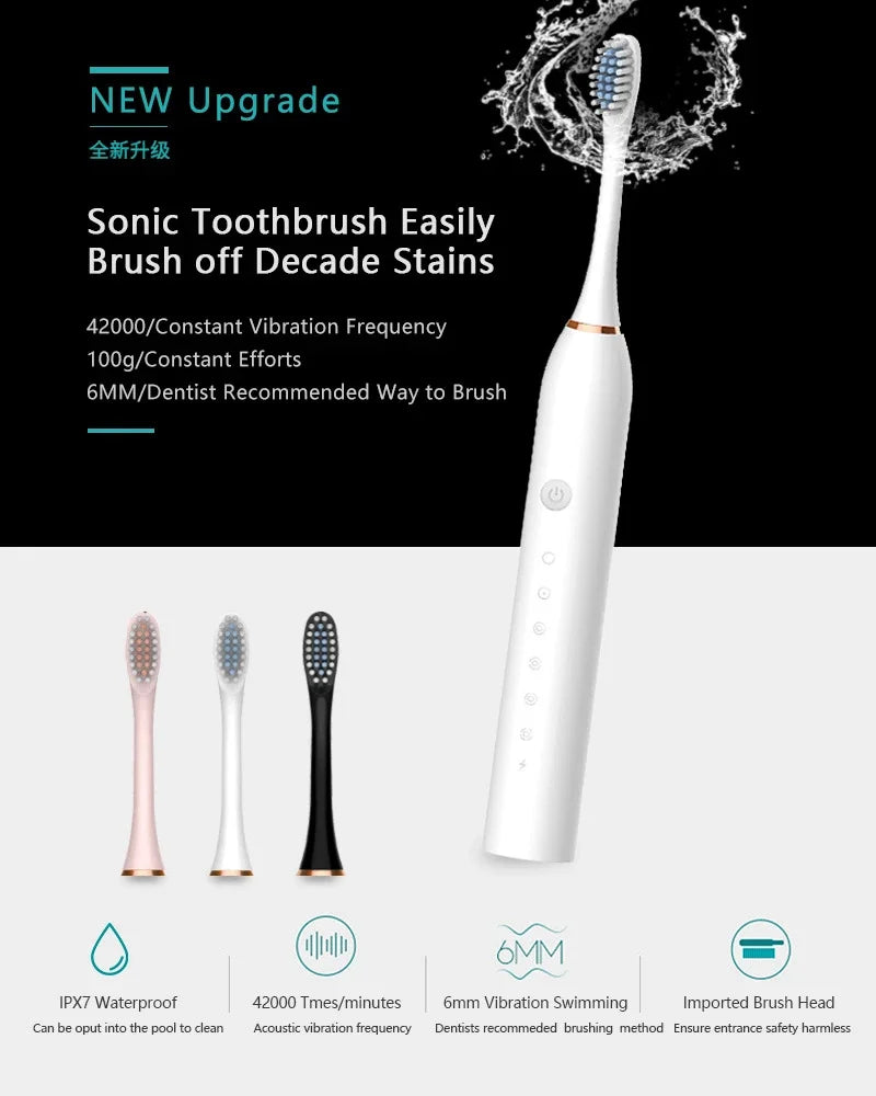 Rechargeable, Adult Sonic Electric Toothbrush