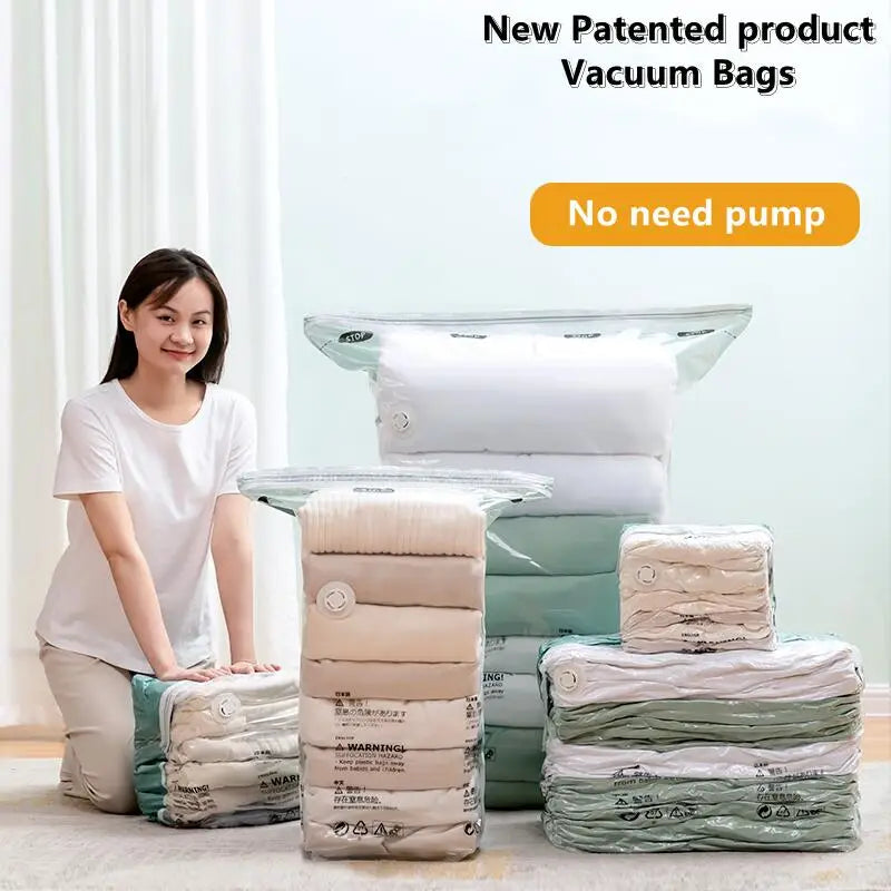 Large Compression Bags for Storing Clothes and Blankets. No Pump Needed.